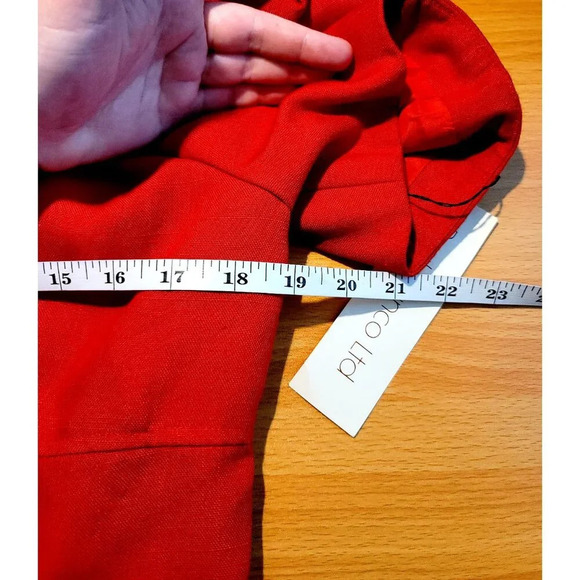 Vtg Raul Blanco Dress 12 Deadstock Red Secretary Dress Woven Gold Buttons Classy - Picture 15 of 16